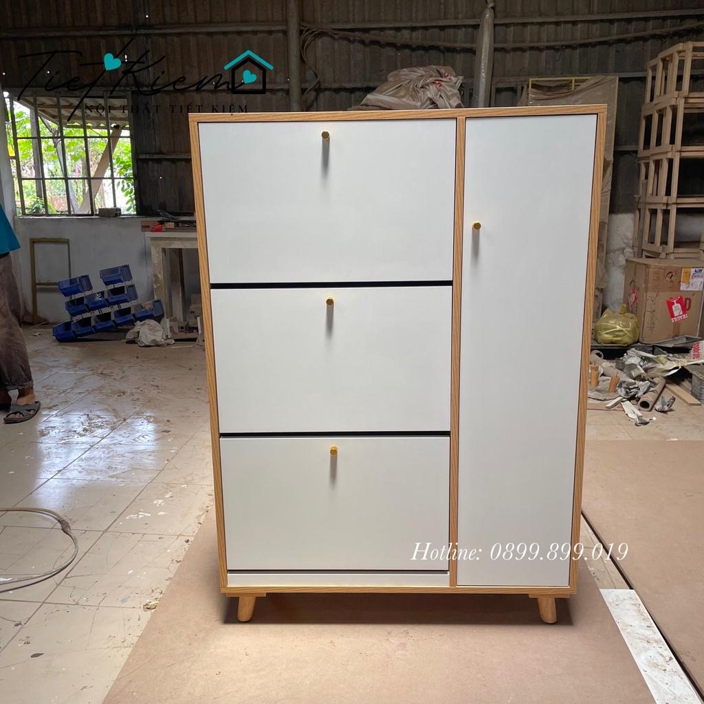 Tủ giày dép vân gỗ sồi thông minh NTTK đã lắp Hình chụp tại xưởng TG032