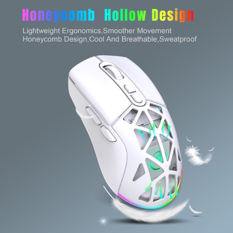Chuột Không Dây T26s Gaming led RGB Bluetooth + Usb2.4G Pin sạc cổng TypeC chống mỏi cổ tay cho máy tính laptop hàng nhập khẩu