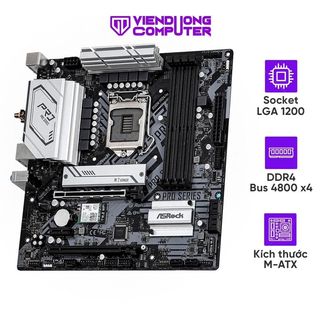 Mainboard ASROCK B560M PRO4 (Intel B560, Socket 1200, m-ATX, 4 khe Ram DDR4) - Hàng chính hãng