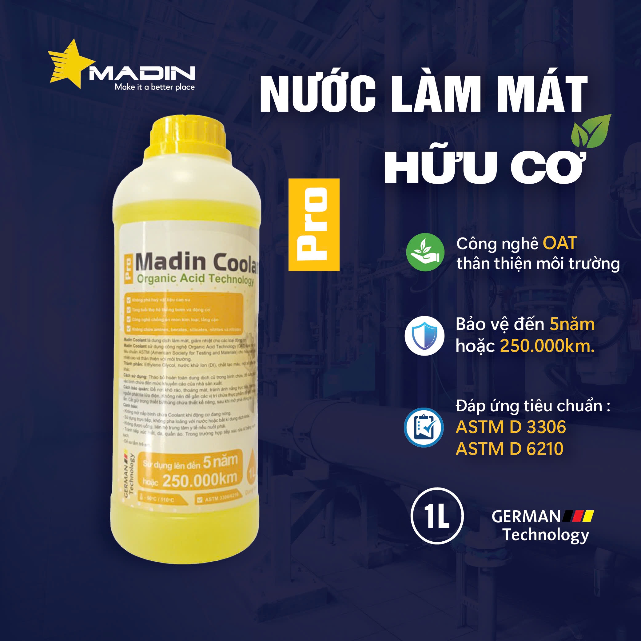 [Thùng] Dung dịch Làm Mát Ô tô, Xe máy, Động Cơ Madin Coolant Pro 60% Mono Ethylen Glycol