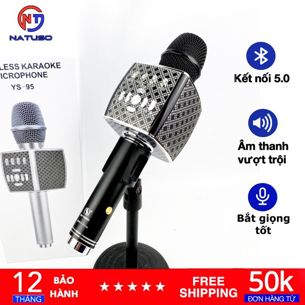 Mic Karaoke Bluetooth Cao Cấp YS-95 Tích Hợp Loa Bass Dùng Hát Tại Nhà Hoặc Livetream