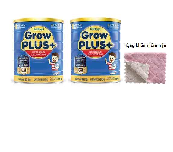 Sữa bột growplus+ xanh loại 1500g của hãng Nutifood giúp trẻ tăng cân-tặng khăn mềm mịn