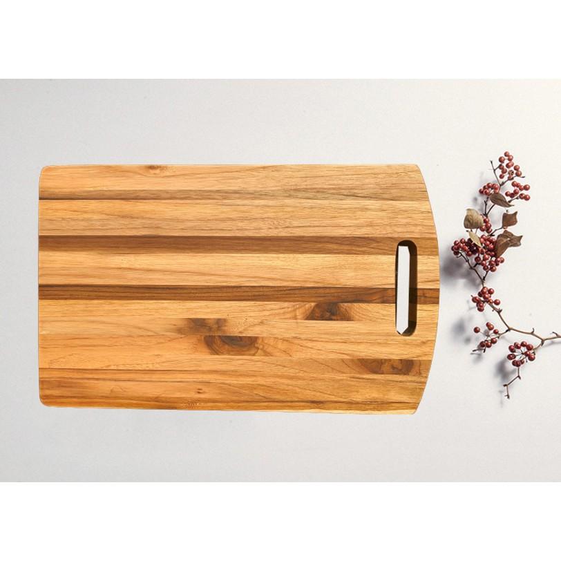 Thớt gỗ Teak cao cấp Thớt Gỗ Cắt Thái Chặt Hoặc Trang Trí Thức Ăn Kích Thước 380x210x18 mm