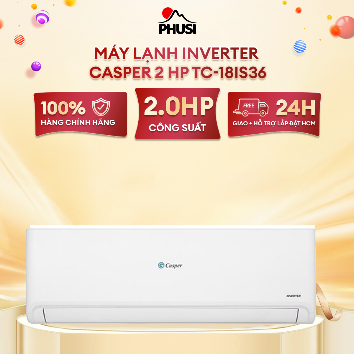 Máy Lạnh Casper TC-18IS36 Inverter 1.5HP - Hàng Chính Hãng (Chỉ giao HCM)