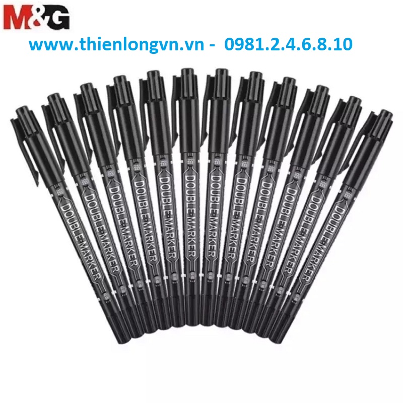 Hộp 12 cây bút dạ kính hai đầu M&G - 2130 màu đen