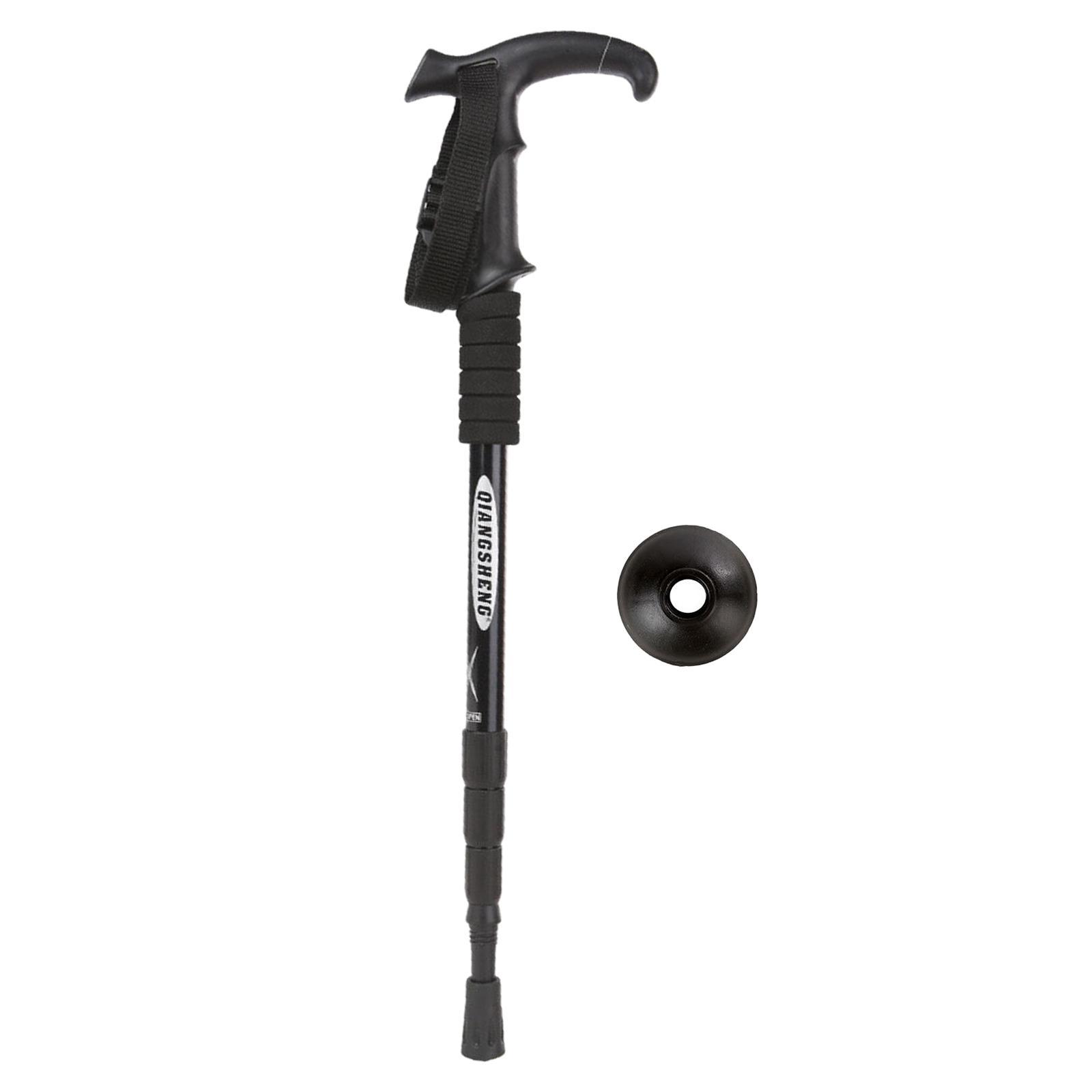 Aluminum Telescopic Elderly Walking Cane Anti Rust Anti Slip Rubber Handle Black