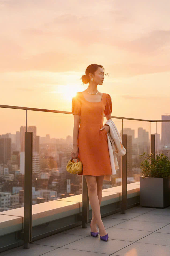 Đầm Chữ A, Đầm Ôm Linen Mơ Nghiền DRE195 thời trang thiết kế Hity