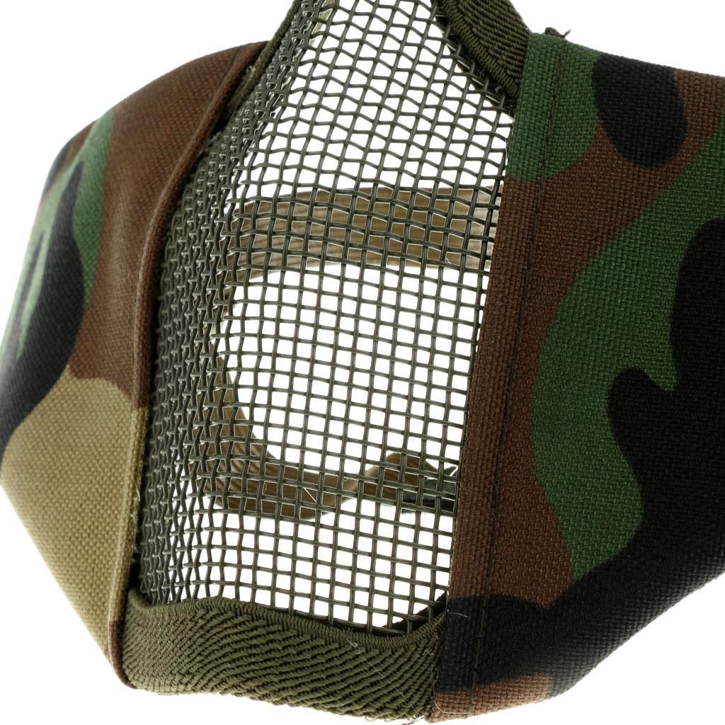 Half Face Lower Mask Metal Steel Mesh Adjustable Hunting Mask for Paintball Army CS