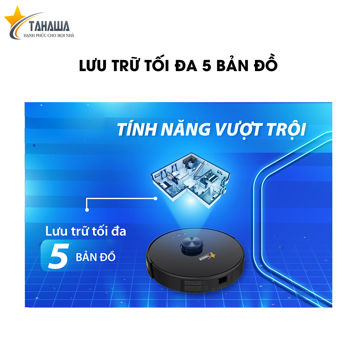 Robot hút bụi lau nhà TAHAWA TH-07XR- Lực hút: 4000Pa- Pin: 3000mAh -Tích hợp 3 trong 1: hút, quét, lau - Bảo hành chính hãng 12 tháng, 1 đổi 1 trong 15ngày- Hàng nhập khẩu chính hãng