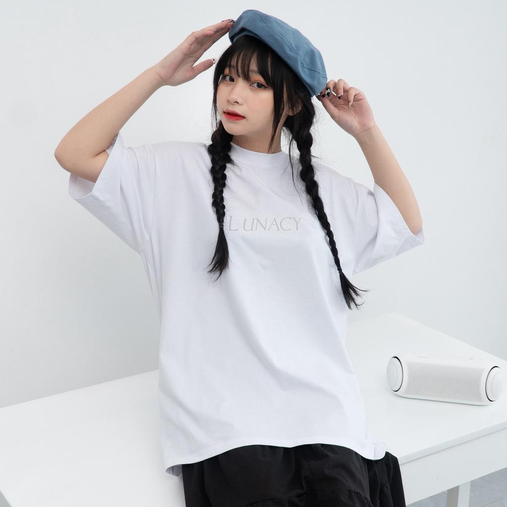Áo thun tay lỡ LUNACY in phản quang phông Unisex nam nữ Cotton oversize form rộng LUNACY