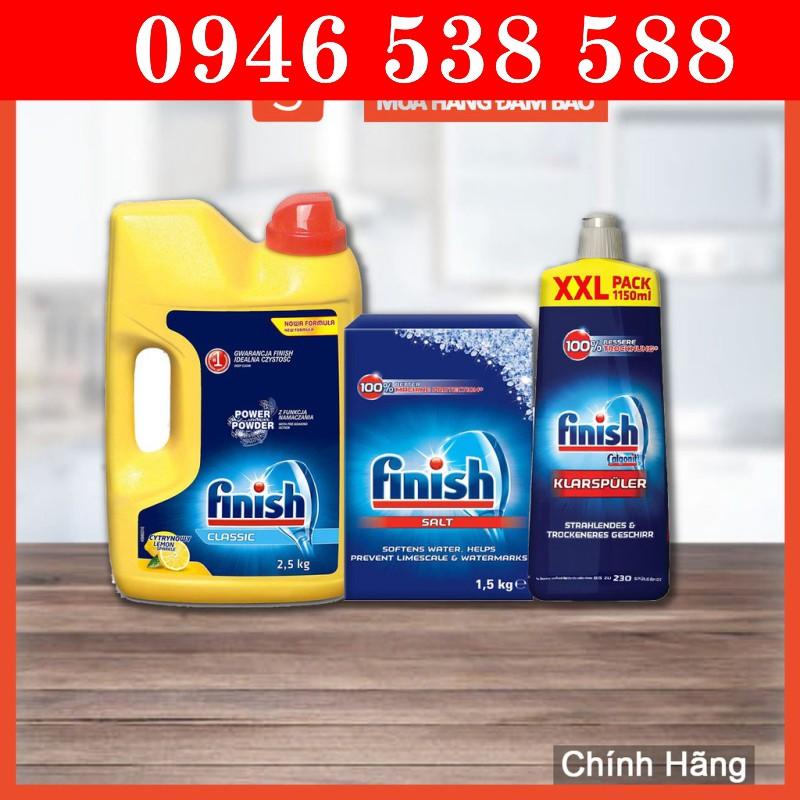 Combo rửa bát Finish Bột 2.5kg, Muối 1.5kg, Nước làm bóng 1150ml