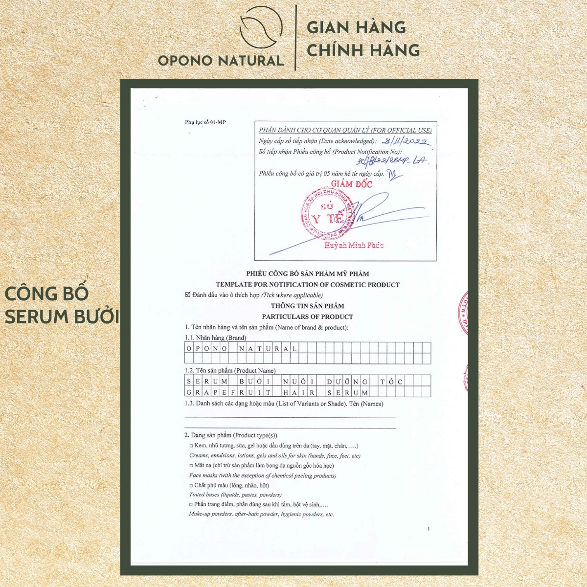 Tinh dầu bưởi - Xịt kích mọc tóc, ngăn rụng tóc, dưỡng tóc suông mượt thiên nhiên nguyên chất Opono Natural 100ml