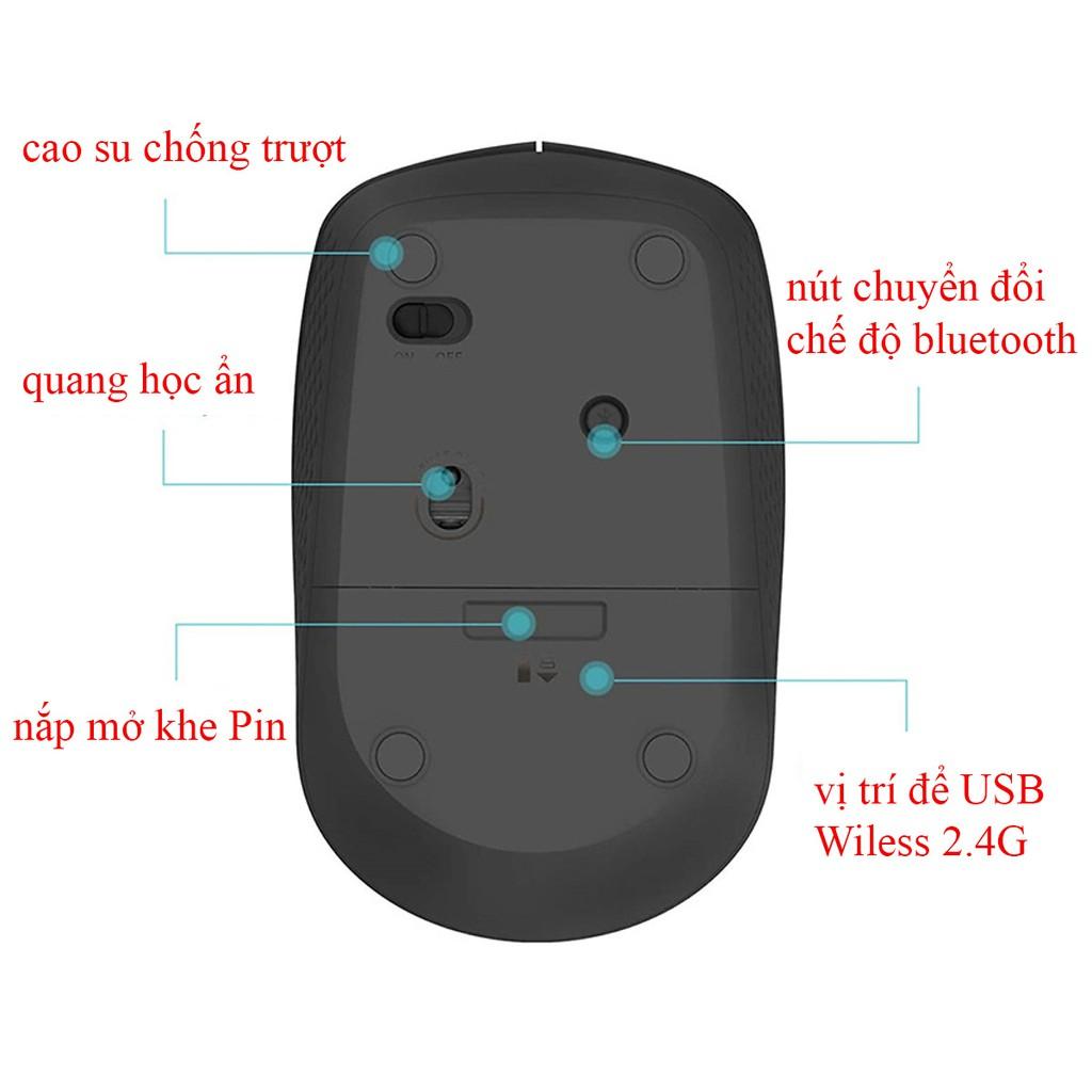 chuột không dây bluetooth Rapoo M100 silent, chuột thiết kế chống ồn thích hợp cho sử dụng văn phòng