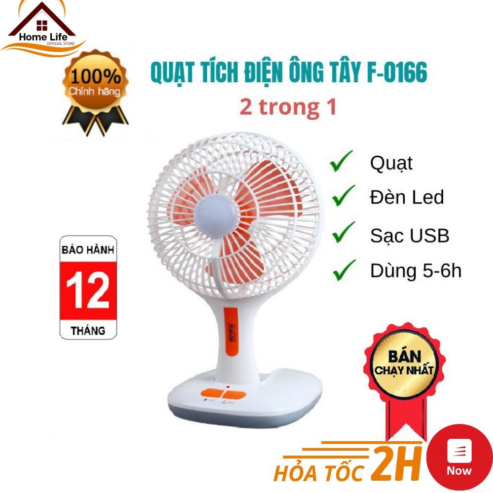 Quạt Tích Điện Ông Tây KM-F0166U Có Đèn Gấp Gọn Tiện Lợi - Quạt Gấp Gọn Để Bàn