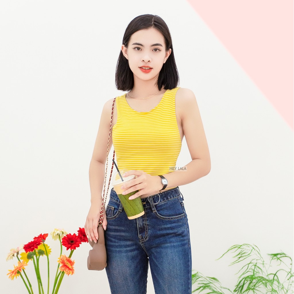 Áo ba lỗ kẻ ngang chất liệu cotton