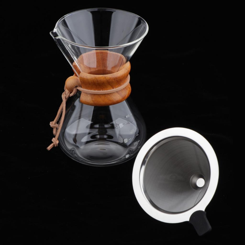 Coffee Maker Set Pour Over Coffee Pot + Cone Coffee Dripper Filter Net 400ml
