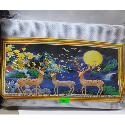Tranh thêu hươu nai tài lộc dưới ánh trăng EDB53 - kích thước: 150 * 70cm.
