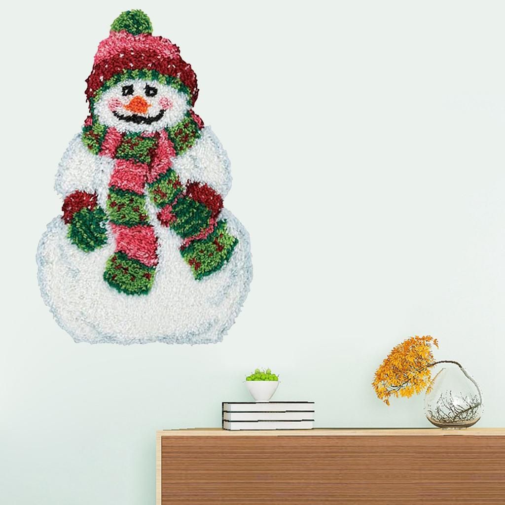 Latch Hook Rug Kits Carpet Embroidery Kit DIY Christmas Snowman Home Ornaments