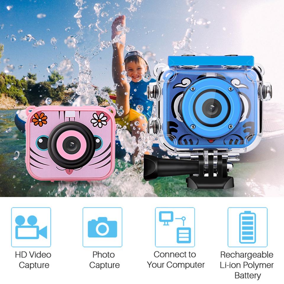 Trẻ em hành động camera thể thao camera ngoài trời HD quay video trẻ em Camera 12mp 1280*960 2.0 inch màn hình 120 độ