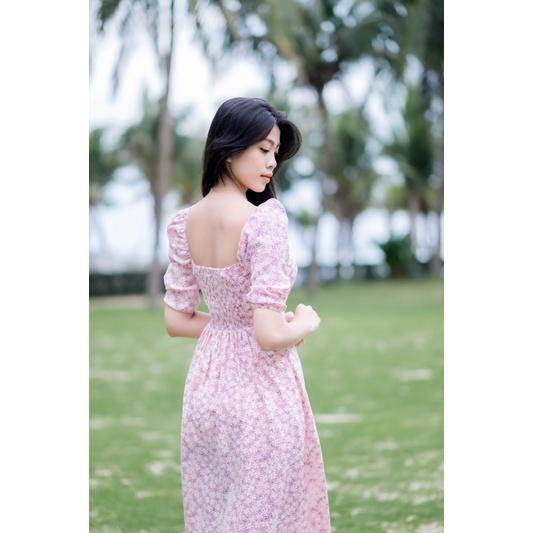 Váy hoa cúc hồng xẻ tà - 22CHIC