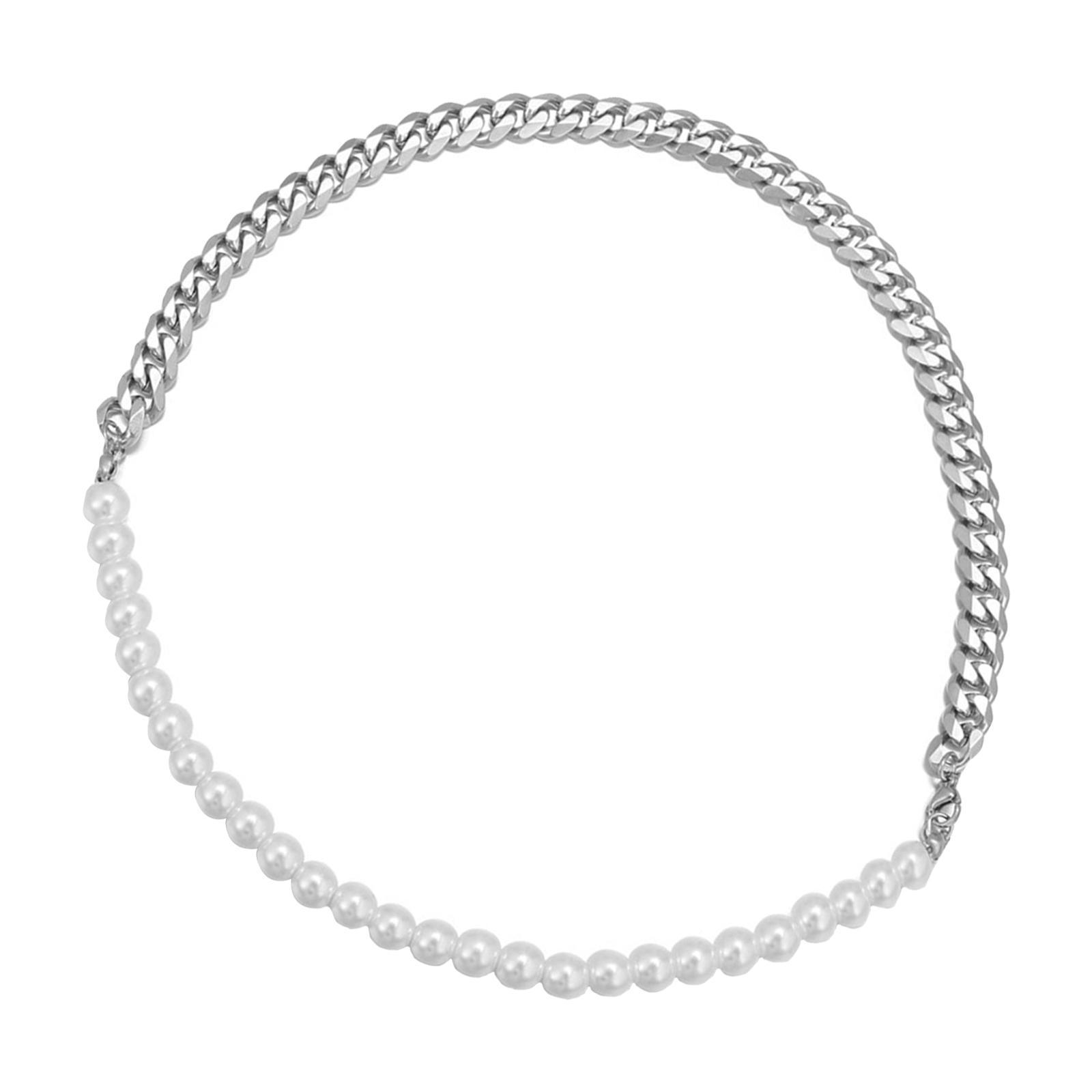3 Pieces Adjustable Pearl Necklace Bracelet Kit Solid and Flexible Hip Hop
