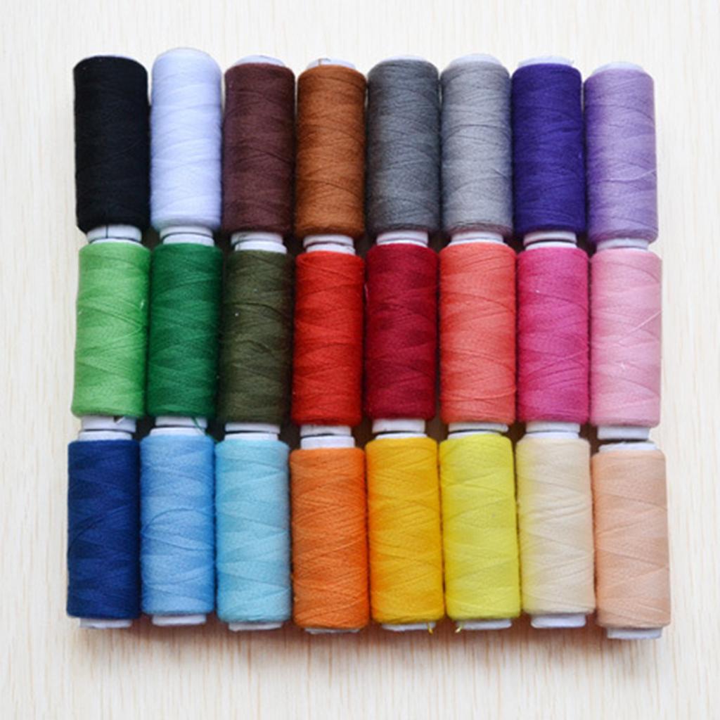 Bộ Chỉ May Bằng Vải Polyester 1Pack / 24 Màu Cho Máy Cầm Tay 200 Yard