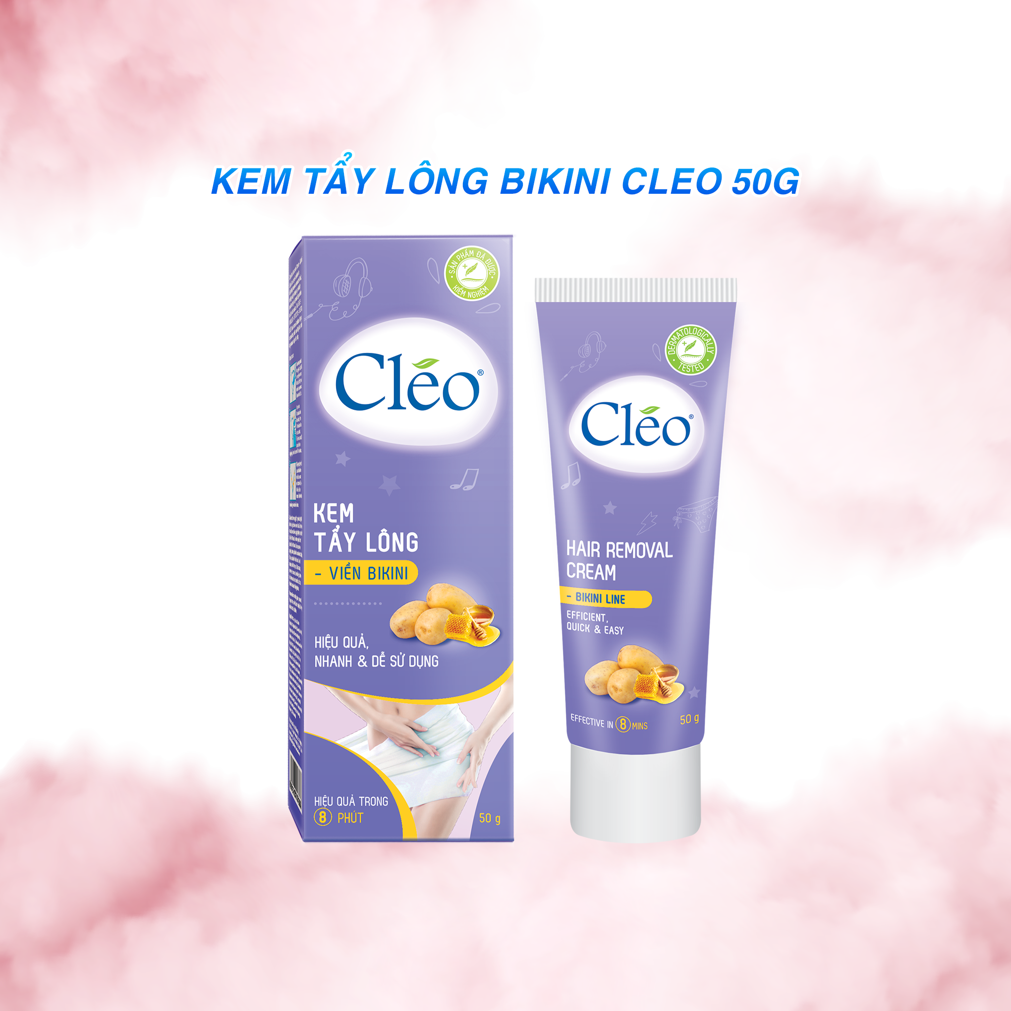 Kem Tẩy Lông Bikini Cléo 50g, an toàn hiệu quả trong 8 phút, không đau rát