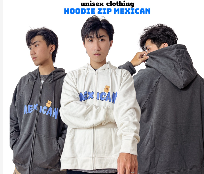 Áo Khoác Hoodie Zip Nam Nữ Unisex MEXICAN Oversize Form Rộng Phong Cách Ulzzang, Áo khoác nỉ gấu - mexican, Áo khoác gấu nâu nhỏ in, Áo Khoác nỉ dày dặn MEXICAN 2 màu Form rộng unisex nam nữ ( Ảnh thật/sẵn)