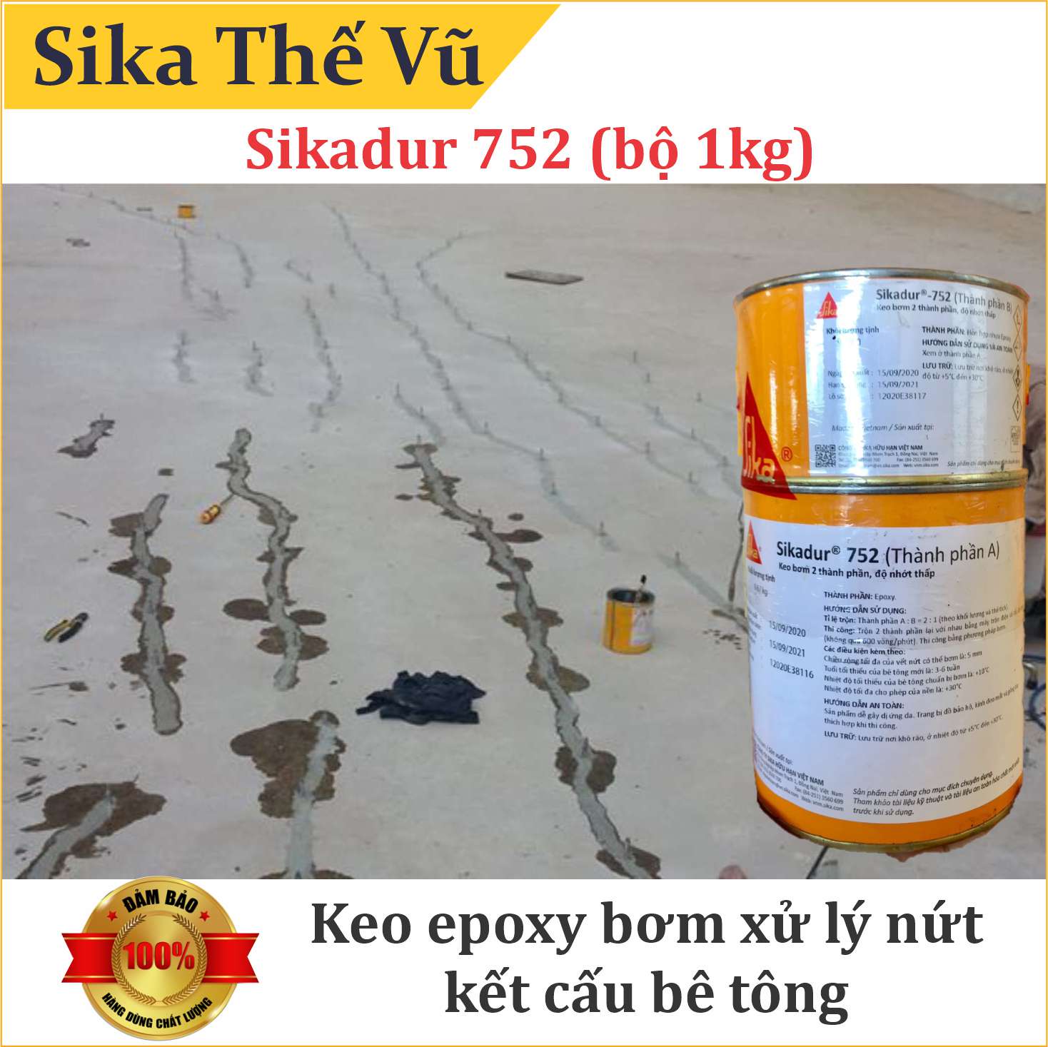 Keo epoxy bơm xử lý nứt kết cấu bê tông - Sikadur 752