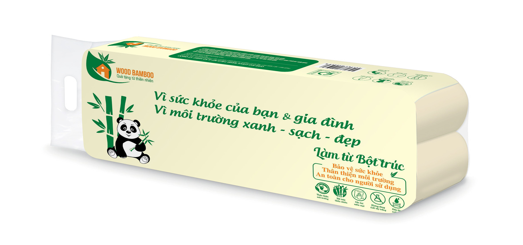 Thùng 10 lốc Giấy vệ sinh đa năng không lõi WOOD BAMBOO 3 lớp