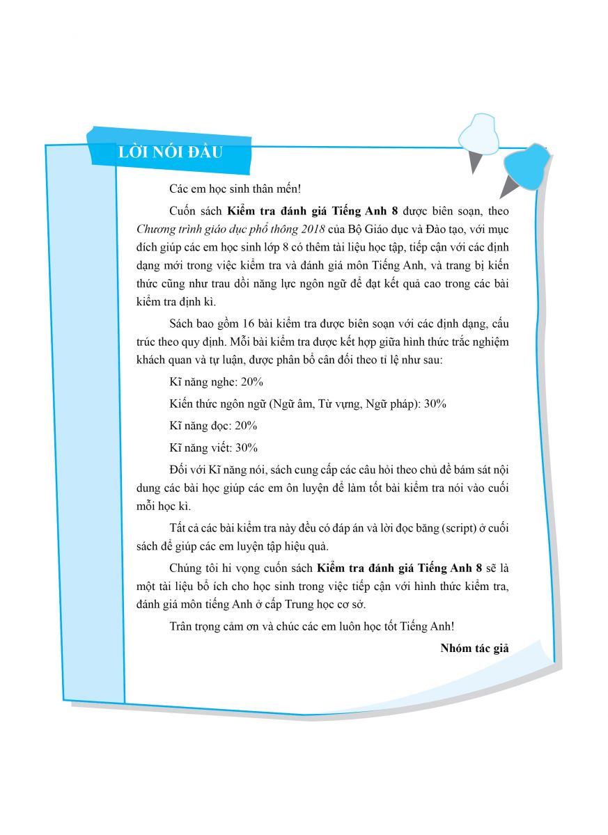 Sách - Kiểm tra đánh giá Tiếng Anh 8 - Tập 2