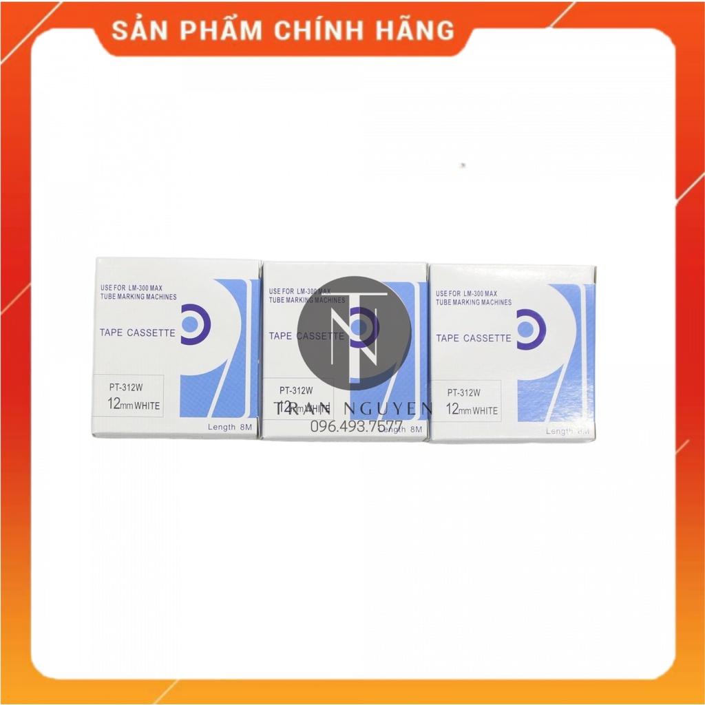 [Combo 3 cuộn] Băng nhãn in MAX PT-312W - Đen nền trắng 12mm x 8m - Hàng nhập khẩu