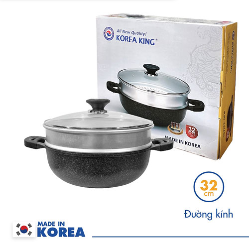 Chảo không dính kèm xửng hấp đa năng Korea King KW-32MSI