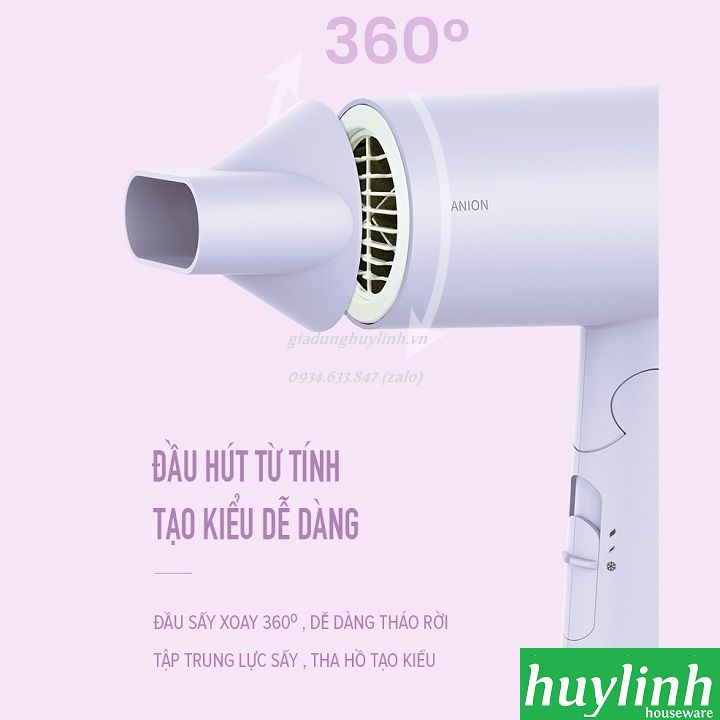 Máy sấy tóc 2 chiều, tạo ion âm (anion) Flyco FH6277VN - Công suất 1800W - Hàng chính hãng Việt Nam