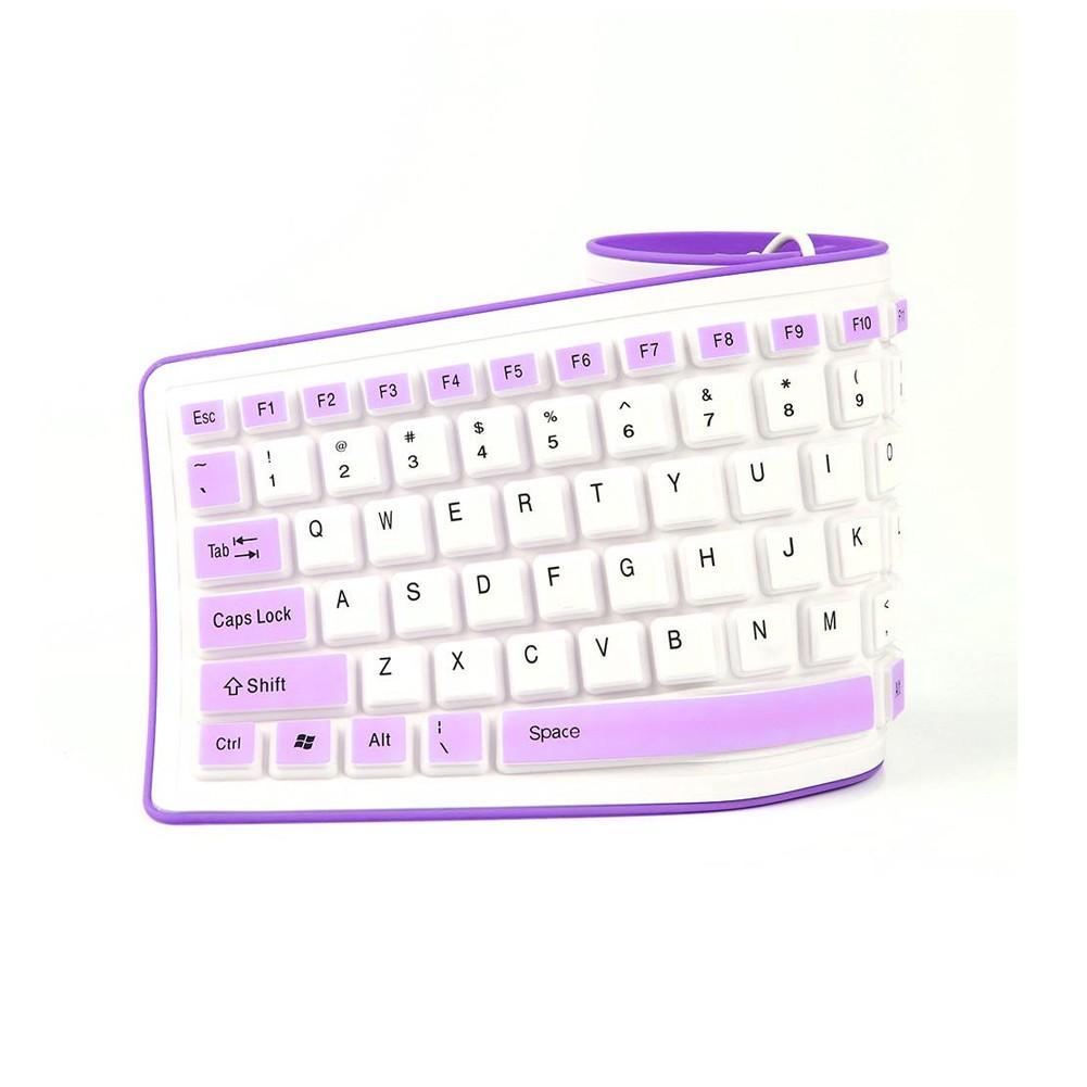 Bàn phím USB không dây làm từ silicon mềm linh hoạt có thể gấp gọn