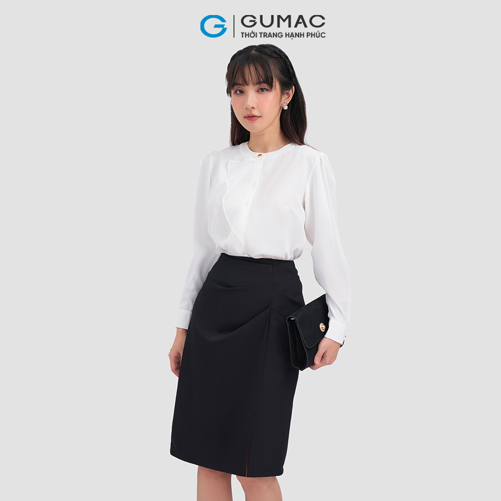 Áo cổ tròn GUMAC AC12041 phối bèo nữ tính