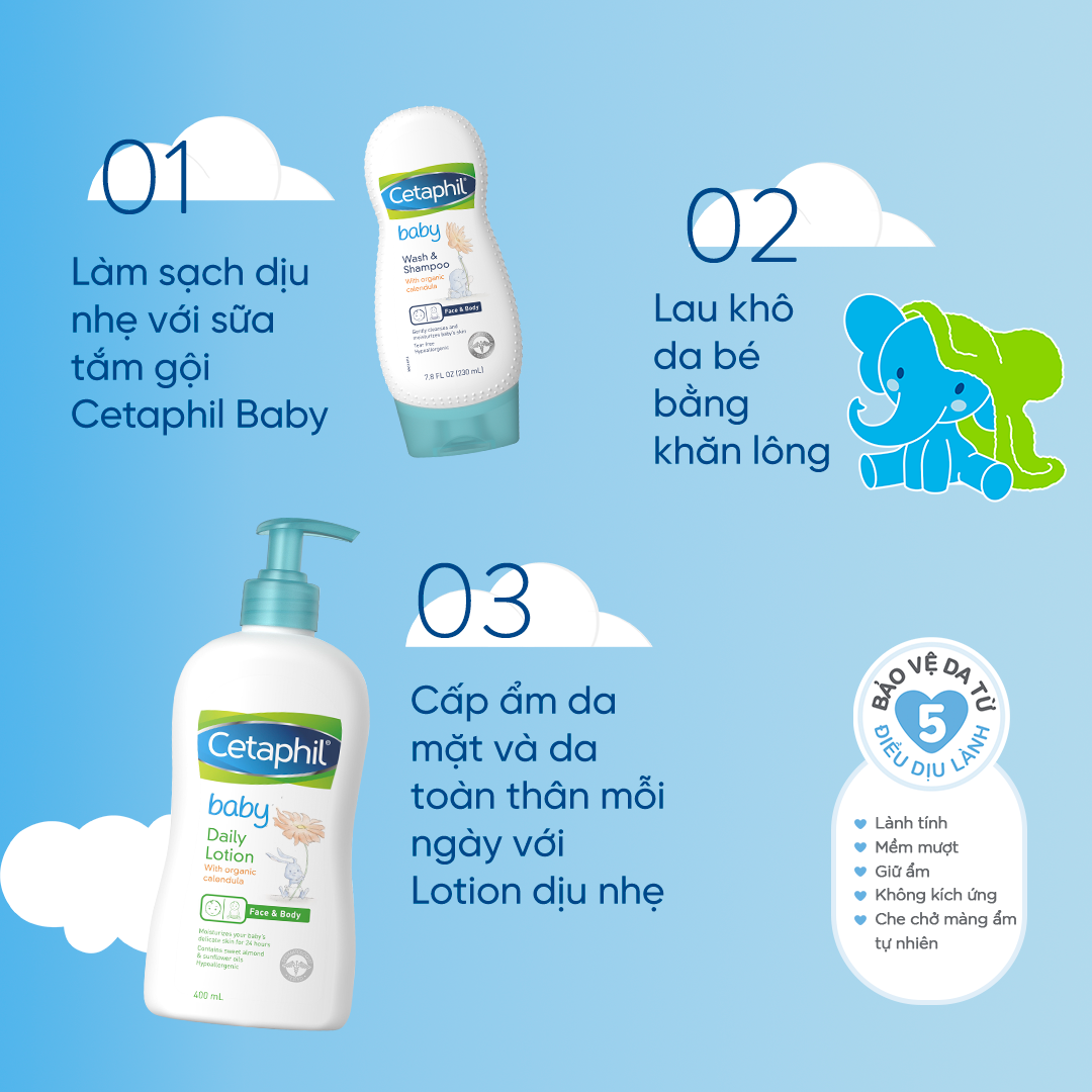 Sữa tắm gội dịu lành cho bé Cetaphil Baby Wash &amp; Shampoo with Organic Calendula 230ml