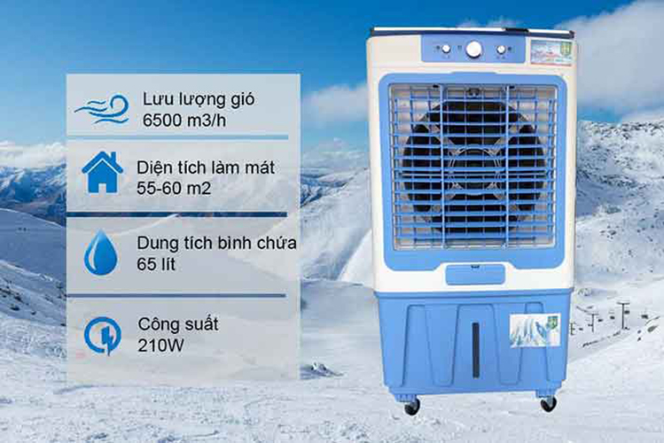 Quạt điều hòa không khí 65L Schmidt, máy làm mát công suất lớn có điều khiển từ xa công nghệ nhật, tiết kiệm điện năng – hàng chính hãng