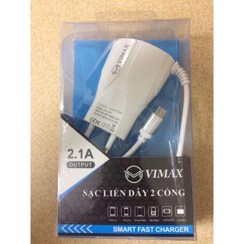 Sạc Vimax liền dây 2 cổng usb tiện lợi  PBM(9)