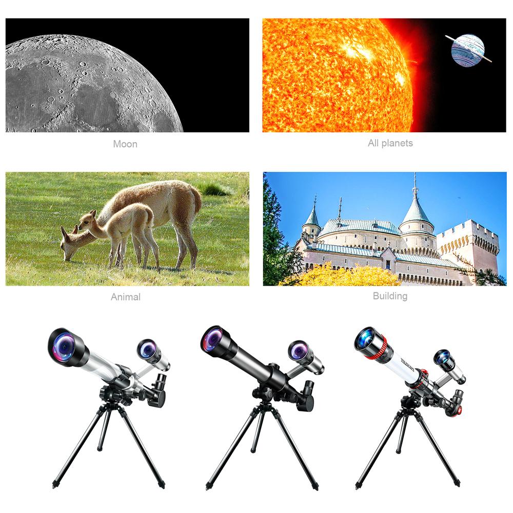 Outdoor Telescope High Clear Astronomical Refracting Telescope Science Teaching Toy with 20X 30X 40X Magnification Eyepieces Tripod for Kids Children Beginners