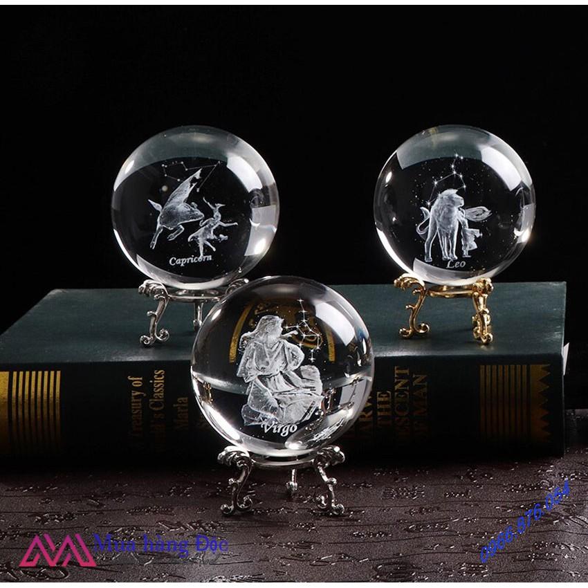 Quà Tặng Sinh Nhật  Quả Cầu Pha Lê Virgo Crystal Ball 3D Laser Cung Xử Nữ