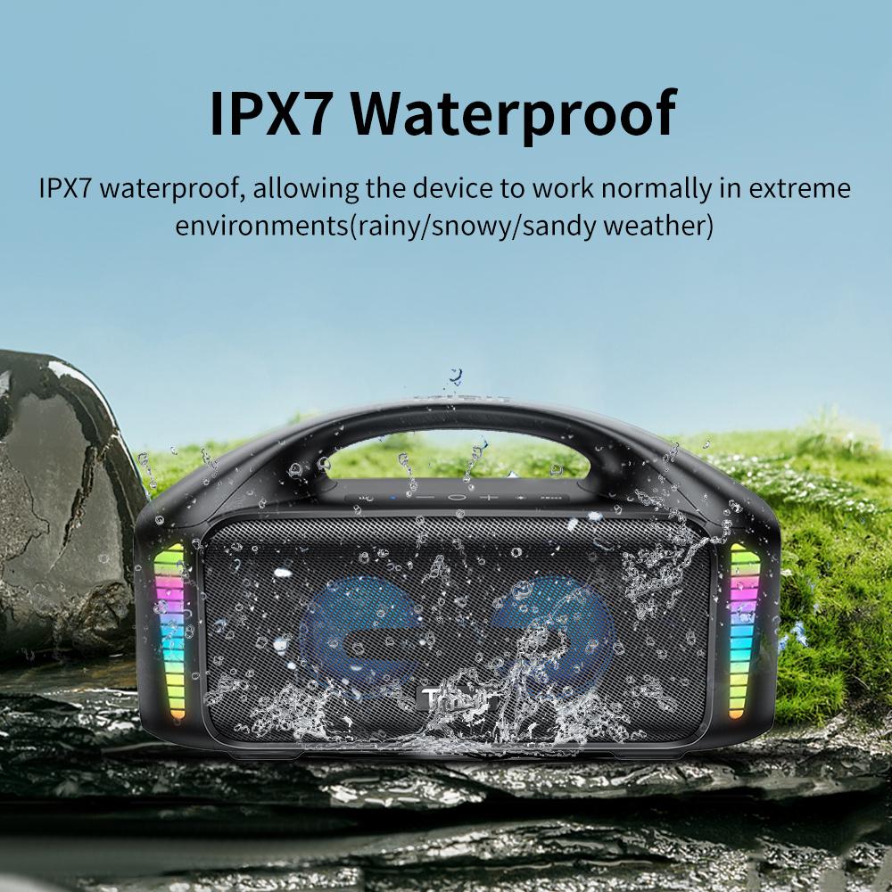 Tribit di động loa Bluetooth 90W Stormbox Blast Outdoor loa IPX7 Waterproof Party Diễn giả cắm trại 30h Thời gian chơi Color: Black