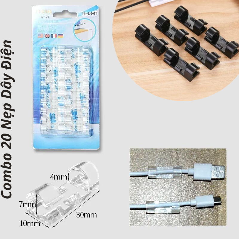 Combo 20 Nẹp Dây Điện Dán Tường Siêu Dính ,Kẹp Dây Điện Cố Định Và Giữ Dây Điện Siêu Sốc an toàn tiện lợi - HENRYSA