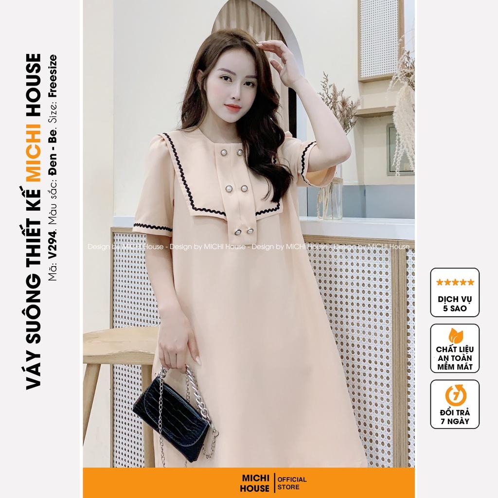 Đầm Suông Freesize Thiết kế V294 MICHI House Váy Dáng Xuông Chữ A Form Rộng Mặc Bầu Xinh