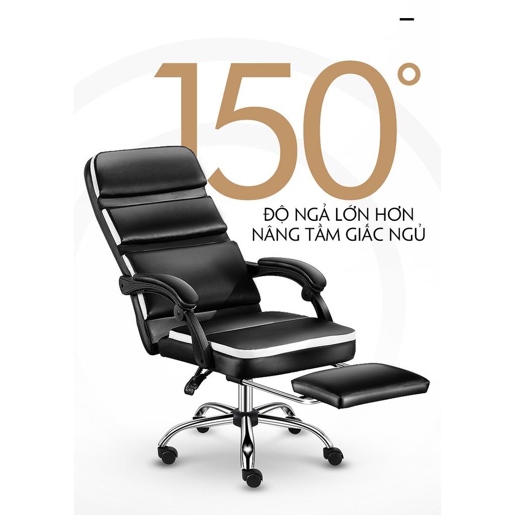 Ghế văn phòng bọc da, ngả lưng, duỗi chân cao cấp phối màu LY504 - ghế ngồi làm việc bằng da