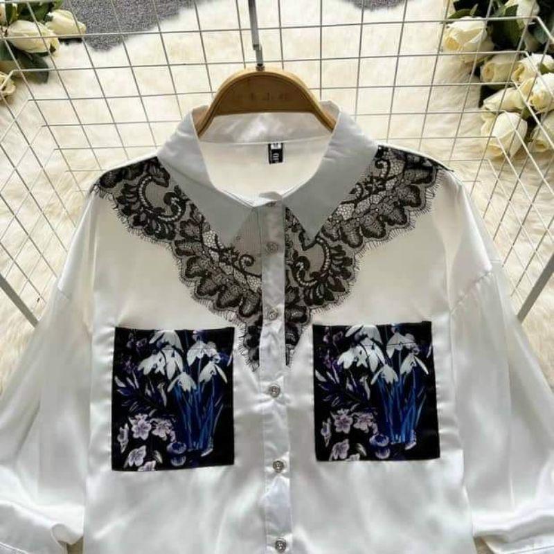 HÀNG NHẬP - SÉT BỘ SHORT ÁO CỔ SƠ MI PHỐI REN QUẦN HOA