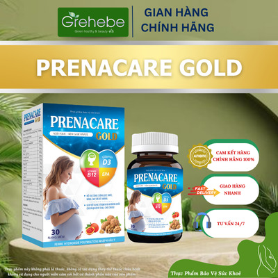 Prenacare Gold có chứa DHA và EPA, dầu gấc, dầu hạt óc chó,... hỗ trợ tăng cường sức khỏe, nâng cao sức đề kháng, bổ sung các vitamin và khoáng chất cho phụ nữ có thai và cho con bú. 