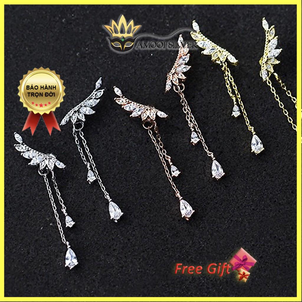 Bông tai bạc S925 vành đôi cánh - Amooi Silver AB74