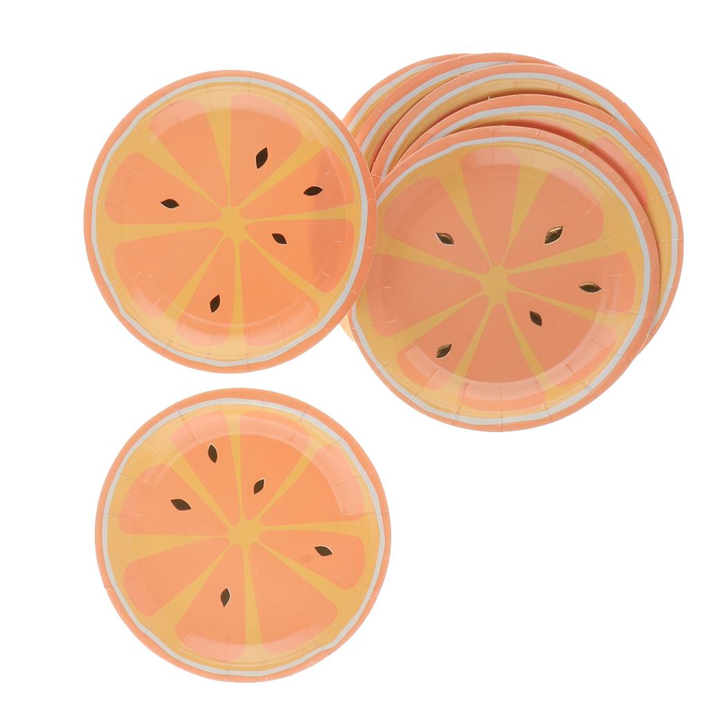 8 Pieces Gilding Fruit Lemon Paper Plates Disposable Party Cake Tray