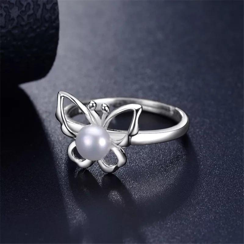 Nhẫn ngọc trai 8mm màu trắng